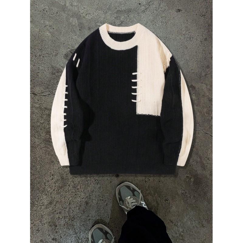 Suéter de Tricô Oversized Unissex Com Estampa Gráfica 3D Caimento Relaxado Streetwear Pulôver Inverno