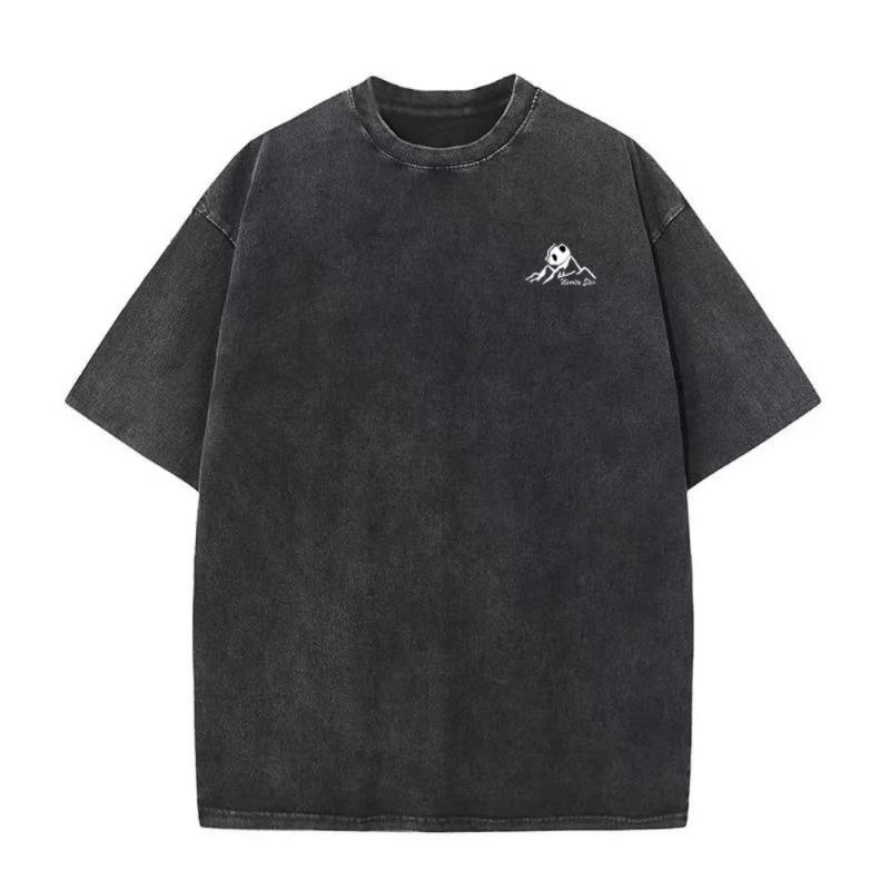 New Men's Retro Casual T-Shirt - Street Style Cotton Short-Sleeved Acid-Washed Shirt - Daily Commuting Couple T-Shirt