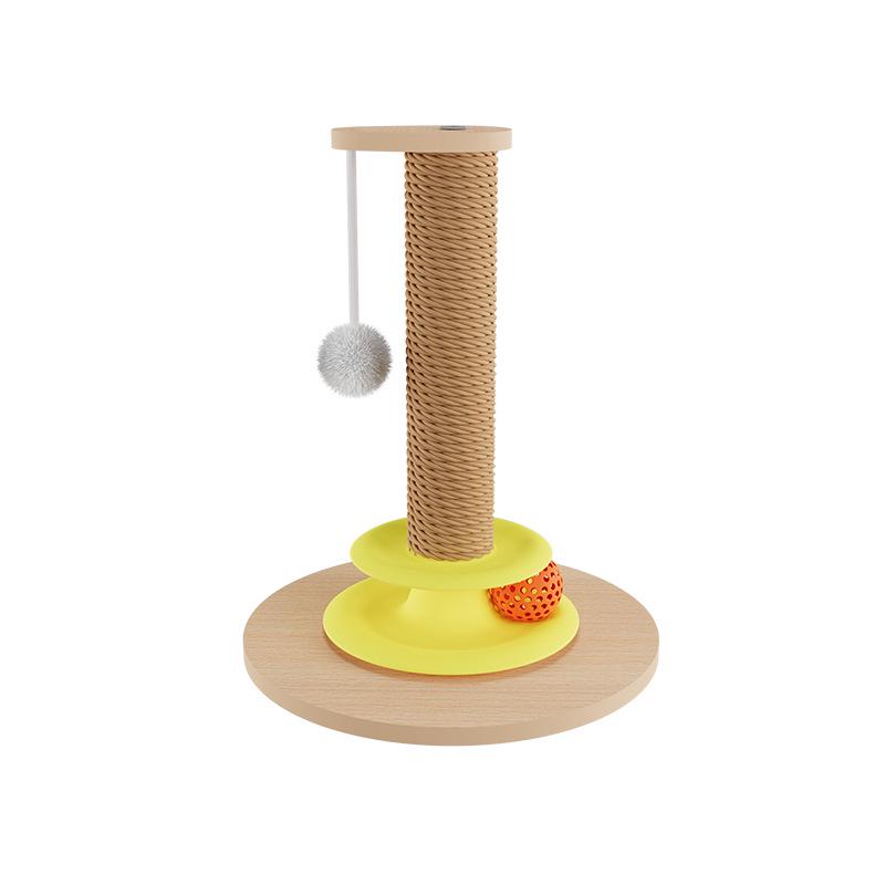 Vertical Sisal Cat Scratch-Resistant Post with Cat Teaser Toy for Self-Amusement and Boredom Relief