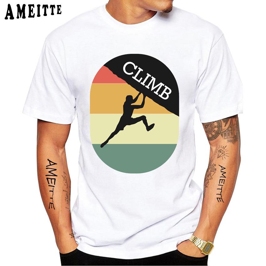 Rock Climbing Climber Funny 3d Print Classic Men T-Shirt New Men Short Sleeve Summer Sport White Casual Tees Hip Hop Tops