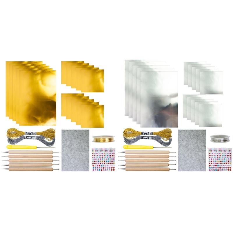 Handmade Aluminum Foil Holiday Decorations Set Foil Embossed Christmas Ornament For Home And Office Christmas Tree