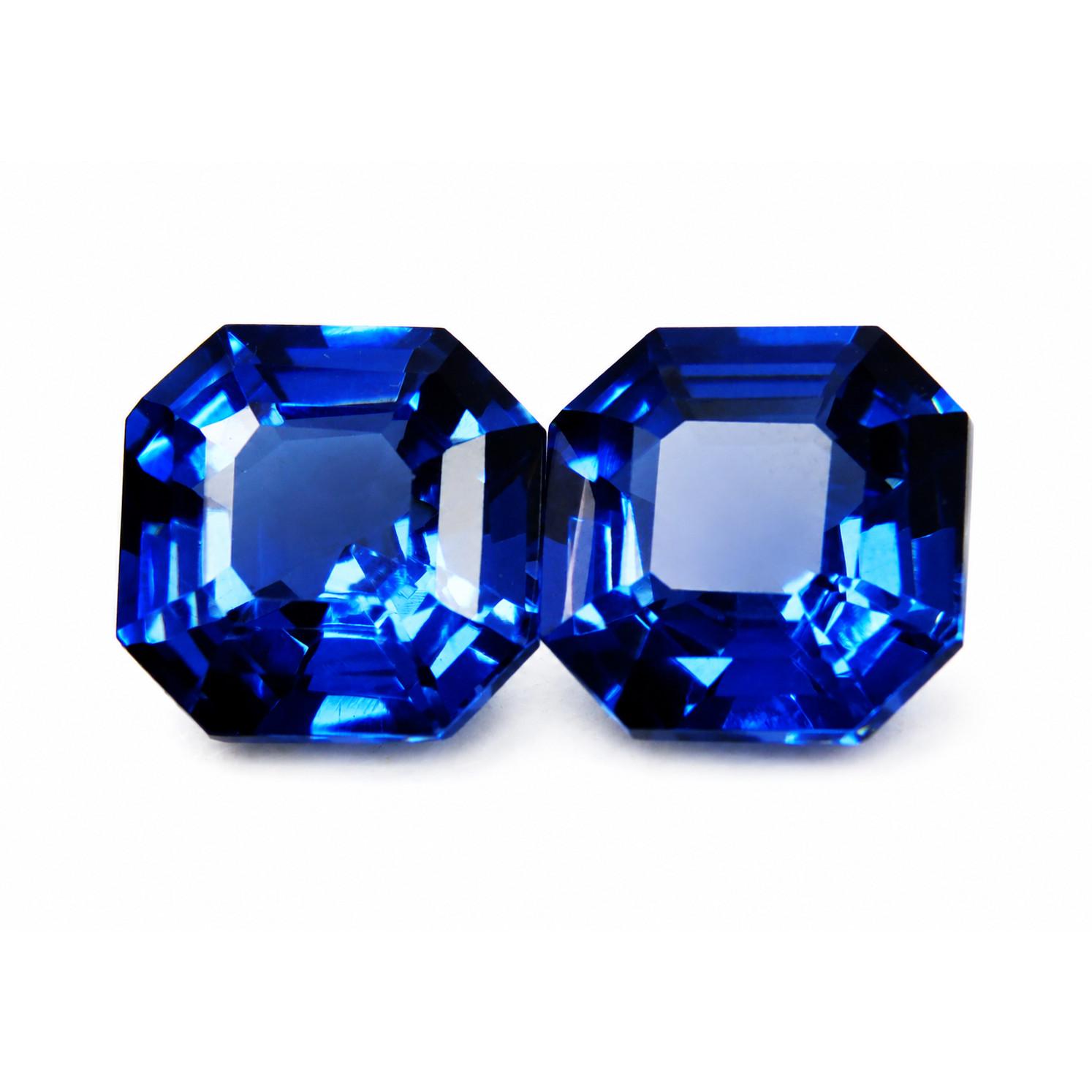 

NATURAL Blue Sapphire Square Cut 20.70 Ct Jewelry Grade Loose Gemstone Pair 11.8 mm approx. синій