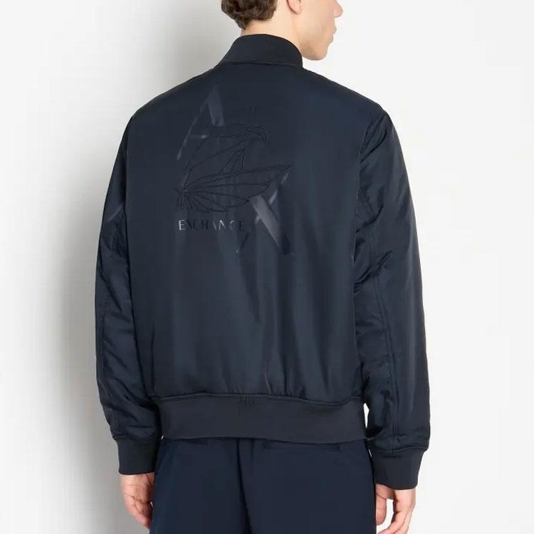 Armani Exchange FW23 Brand Logo Printed Zipper Casual Long Sleeve Cotton Jacket Men Jackets Navy-Blue 6RZB05-ZNUEZ-1510