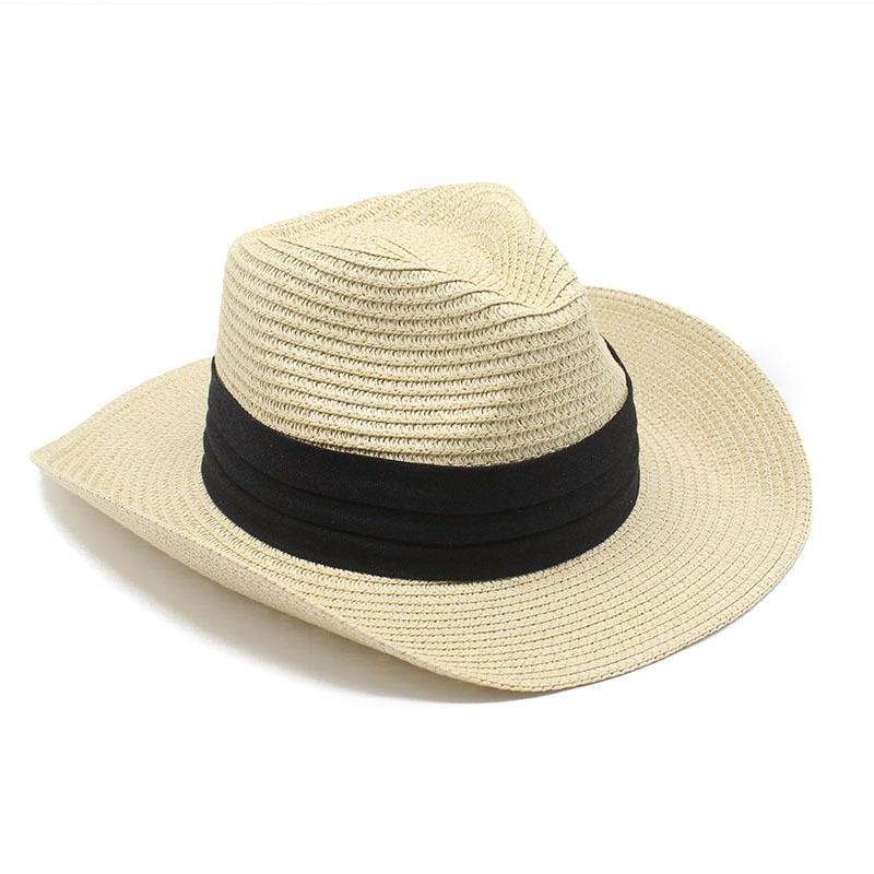 Summer Hat Panama Straw Hat British Top Hat Men'S And Women'S Foldable Sunshade Beach Hat Sunscreen Hat