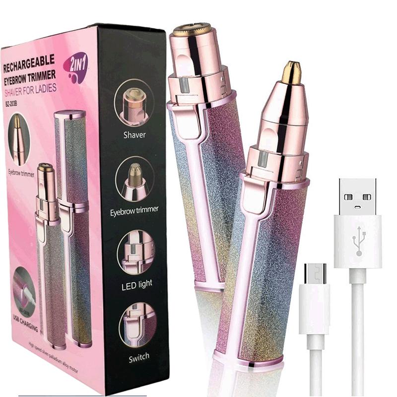 Japanese USB Lipstick Eyebrow and Body Trimmer: 2-in-1 Electric Painless Epilator