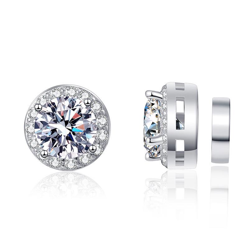 

Moissanite Magnetic No-Pierce S925 Sterling Silver Unisex Stud Earrings 6.5mm High Carbon Stone