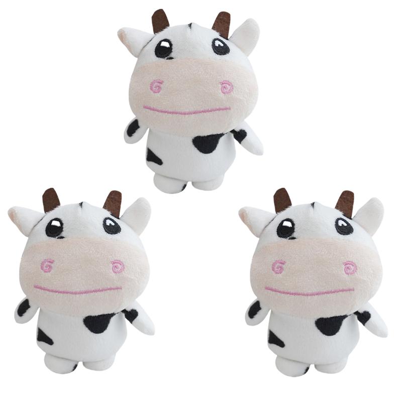 1-12pcs Plush Cow Keychain Cow Plushie Animal Toy Kawaii Spotted Cow Keyring Women Bag Animal Decor Christmas Birthday Gift