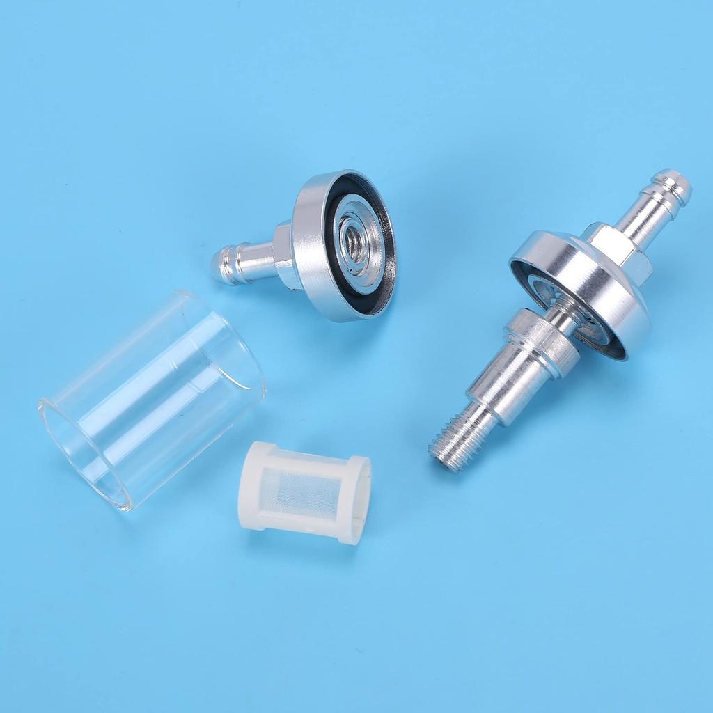 Swagell Chrome Glass Fuel Gasoline Crude Engine Inline Filter 5/16" 8mm Silver Motorcycle