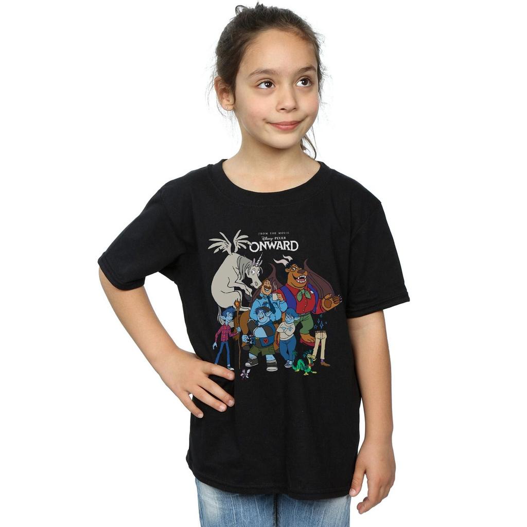 Disney Mädchen Onward Charakter Collage Baumwoll-T-Shirt