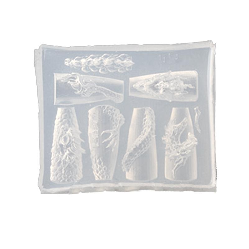 Nail Art Silicone Mold Beautiful 3D Nails Molds Dragon Year Nail Stencils Sculpture Mould Decorations for Manicurists