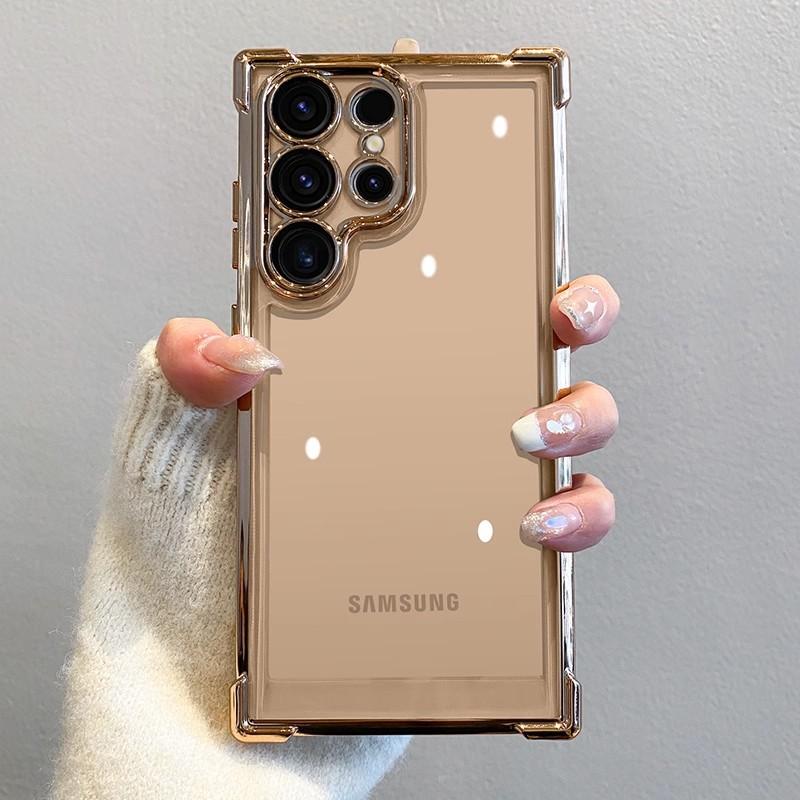 Geschikt voor Samsung S25FE Mobiele Telefoonhoes Electroplated Transparant S24Ultra Vier Hoek Airbag Siliconen S23P Volledige Verpakking Zachte Hoes