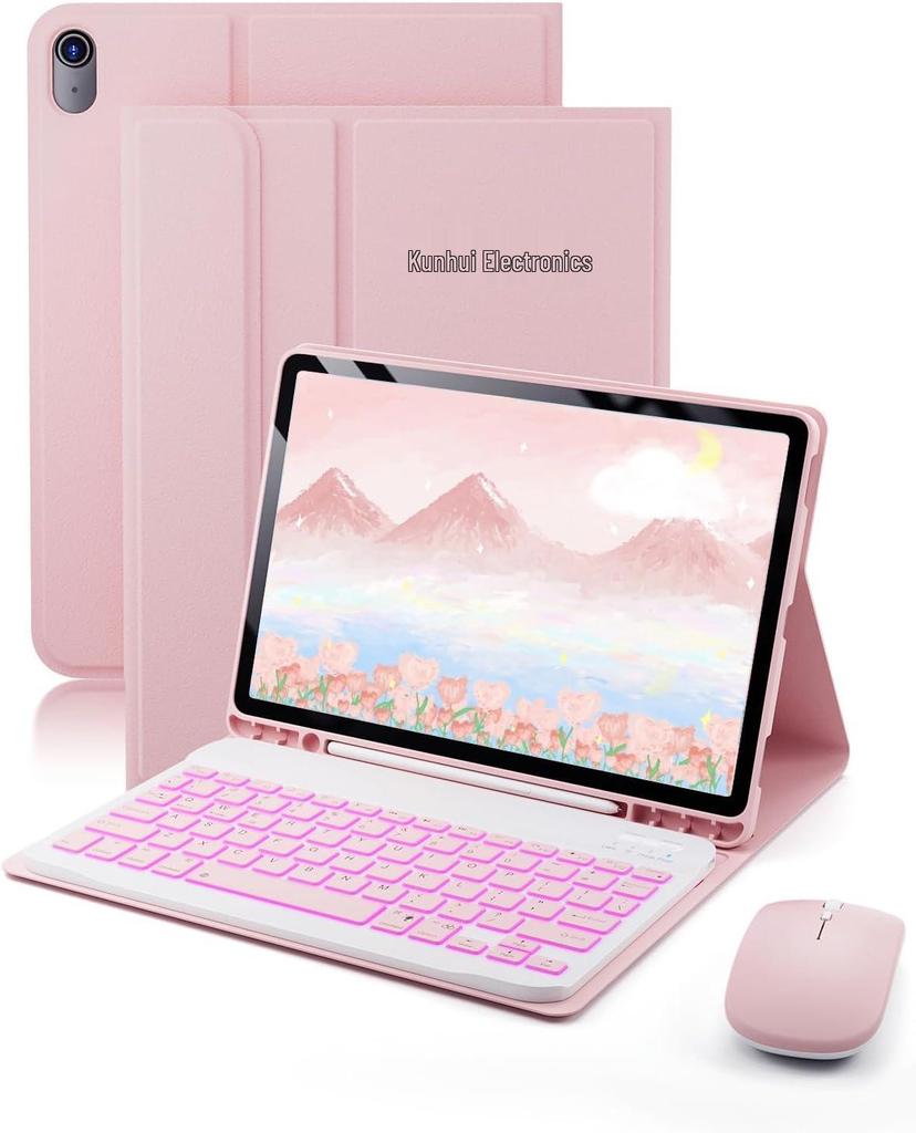 10th Gen iPad 11 10.9" RGB Bluetooth Keyboard & Silent Mouse Case