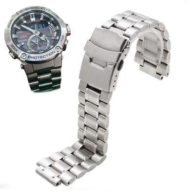 Pulseira de Aço Inoxidável ONE24*16mm com Terminal para Relógios Casio G-SHOCK Série GST-B200 GST-B200D Pulseira Masculina Prata Preto MN
