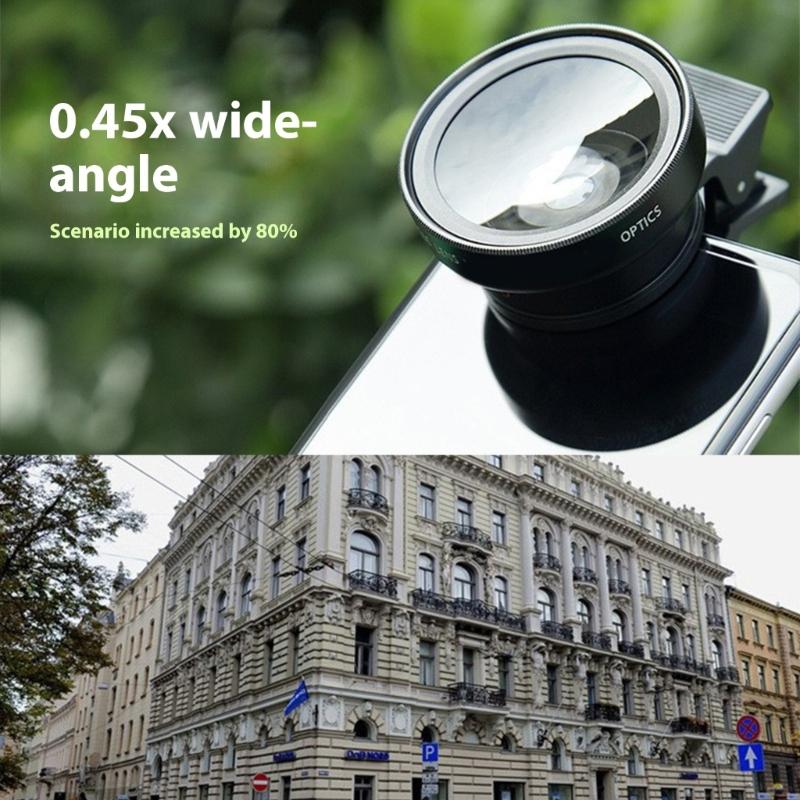 Adjustable Phone Camera Lens 0.45x Very Wide Angle Macro Photography Attachment Upgrades for Travel Outdoor Shoot