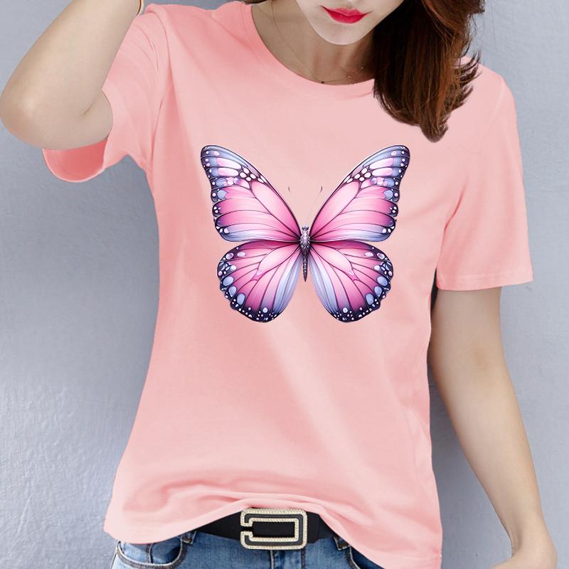 Cute Butterfly Printed TShirt Short Sleeve Aesthetic Graphic Womens Harajuku Top Casual Fashion TShirt