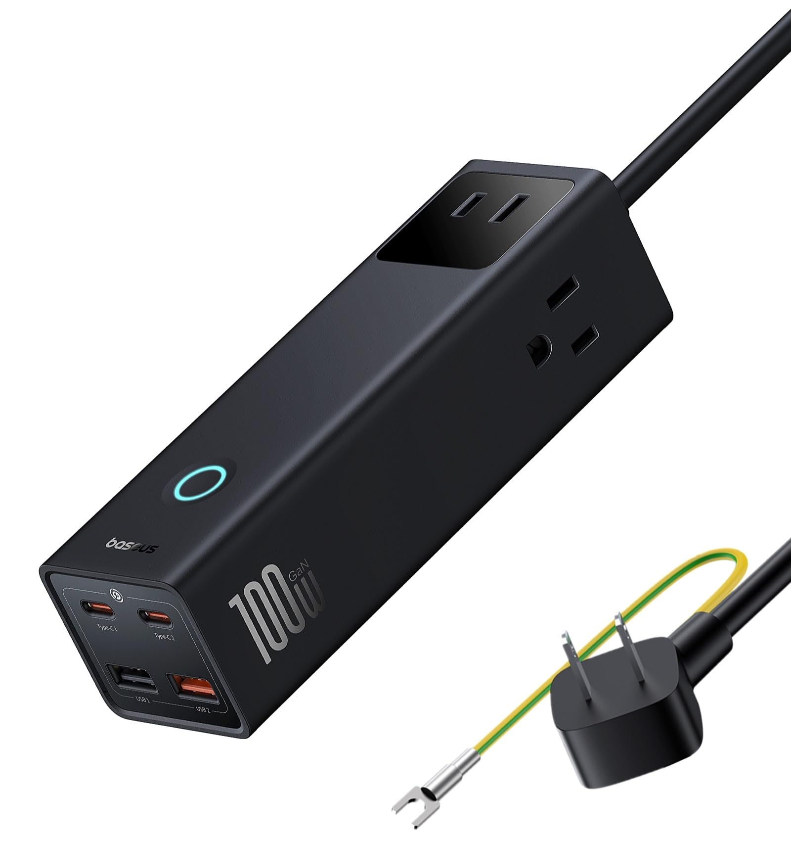 

Baseus USB Подовжувач живлення 1500 Вт Зарядний пристрій PD 100 Вт 7 портів Використовує технологію GaN5 Захист від перенапруги Сумісний з MacBook iPhone15 iPadPro Смартфонами Android Ноутбуком