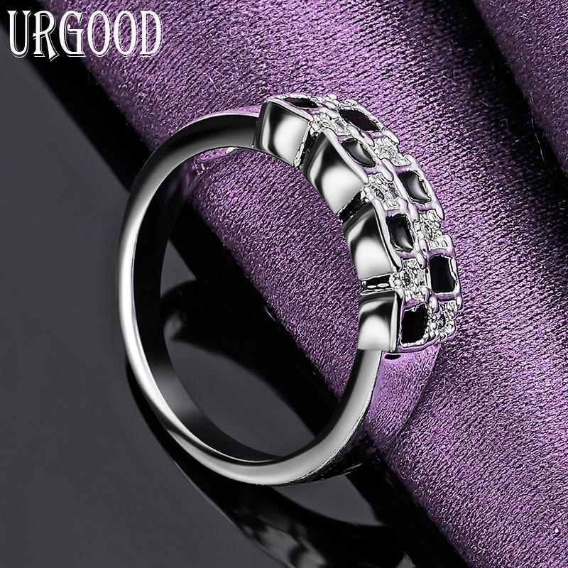 Bague en argent Sterling 925 à carreaux en Zircon AAA, cadeau de fête, bijoux à la mode