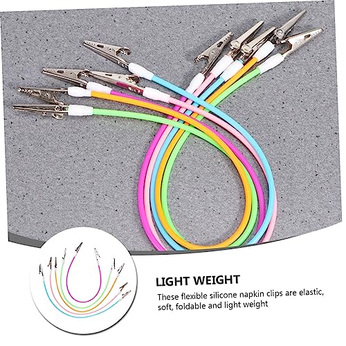 MUELODSIC Napkin Clips 5 Pack Silicone Iron Foldable Colorful Random Color