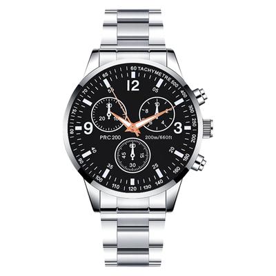 Montre-bracelet à quartz analogique en acier inoxydable pour homme, classique, argentée, tendance, Genève, verre cristal, cadeau pour homme