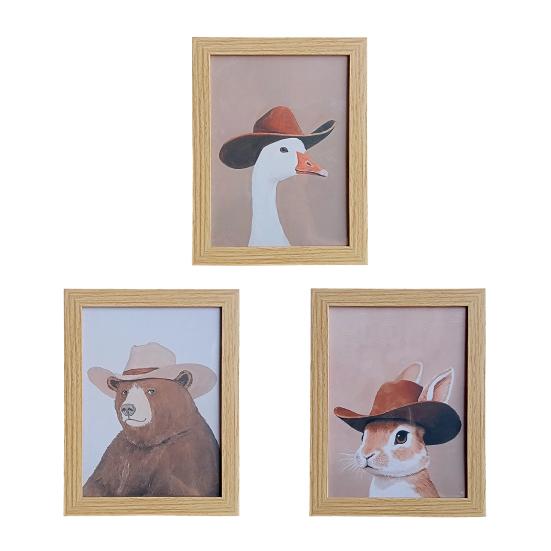 Dekoratif Boyama Canlı Görünüm Kovboy Ördek Tavşan Ayı Serisi Hayvan Dekorasyon Tablosu Hayvan Sanat Eseri Tablo Ev Dekoru