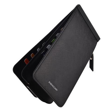 Herren Lang PU Leder Geldbörse Große Kapazität Reißverschluss Clutch Geldbörse 26 Kartenfächer Handyhalter Münzfach Business Geldbörse für Herren Damen