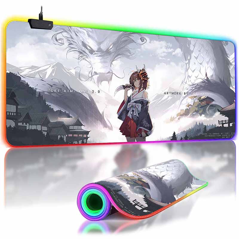 Anime Mask Girl Mouse Pad Yuki Aim Large Mouse Mat E-Sports Gamer Desk Pads Non-Slip Rubber Premium Mouse Pad XXL Keyboard Mats