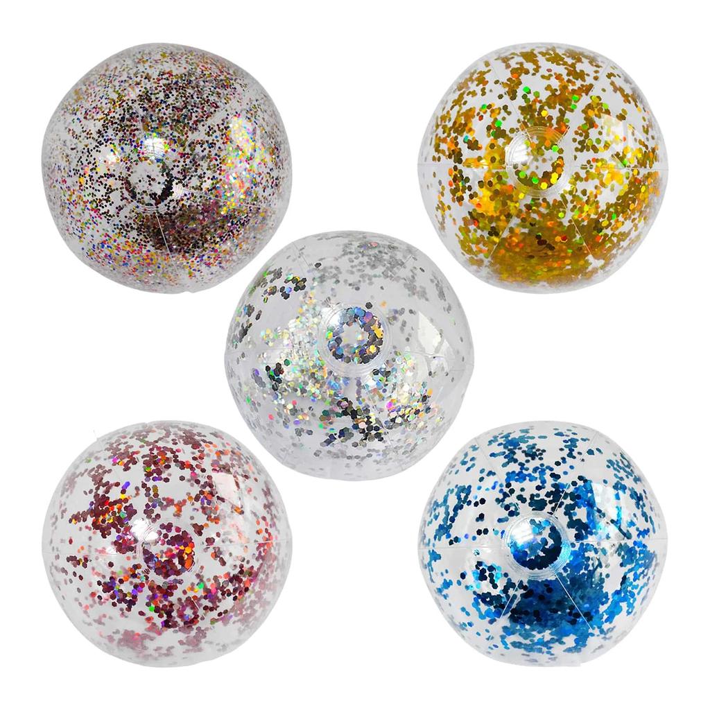 Non-Toxic 40Cm Inflatable Glitter Beach Ball Summer Water Ball Sequin Beach Toys For Beach Swimming Pool Play Party Toys For Kids Adult