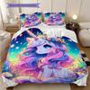 Cartoon cute fantasy unicorn bedding, duvet cover, pillowcase, home decoration, birthday gift (1 * duvet cover+2 * pillowcase, coreless)