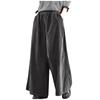 Women's Solid Color Mid-waist Trousers Casual Loose Wide-leg Pants Temperament Corduroy Pants