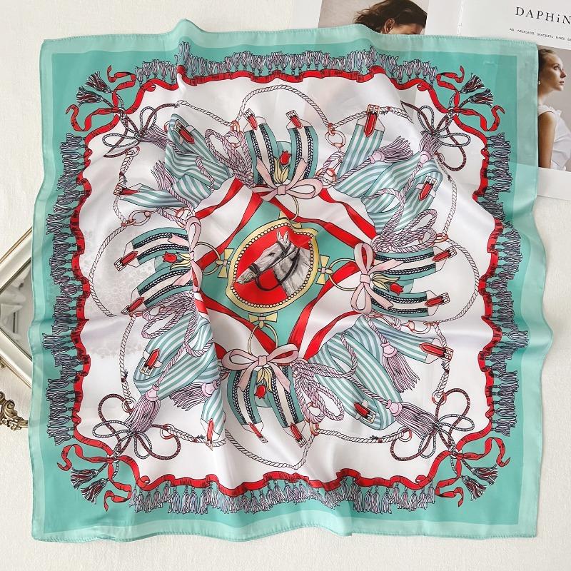 Women Korean Style Knot Print Versatile Small Square Scarf Fashion Decorative Neck Scarf