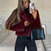Fall and Winter New Women's Clothing Fashion Style Lapel Long Sleeves Artificial Fur Effect Short Jacket Furry Coat
