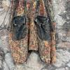 Retro and old printed cotton and linen denim overalls spring and summer loose meat covering personality two-wear sleeveless jumpsuit trendy brand