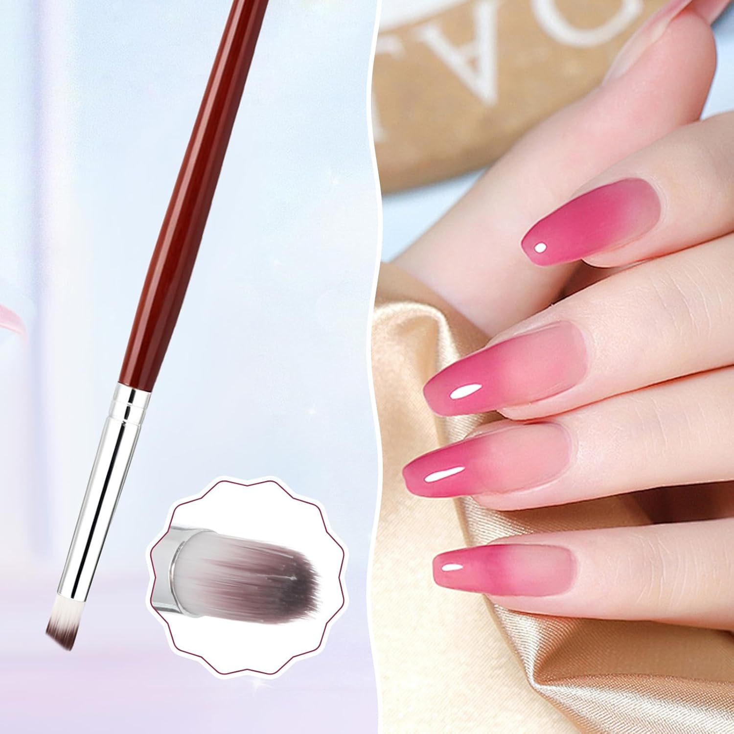 3 Pcs Nail Art Brush Ombre Nail Brush Wooden Ombre Nails Art Gradient Painting Brushes Gradual Color Blooming Nails Drawing Pen Manicure Gel Polish