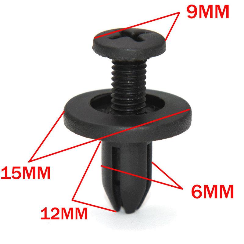 50PCS Car Fastener 6mm Auto Fasteners Rivets Clips Car Bumper Door Panel Fender Liner Clips Retainer for Universal Car