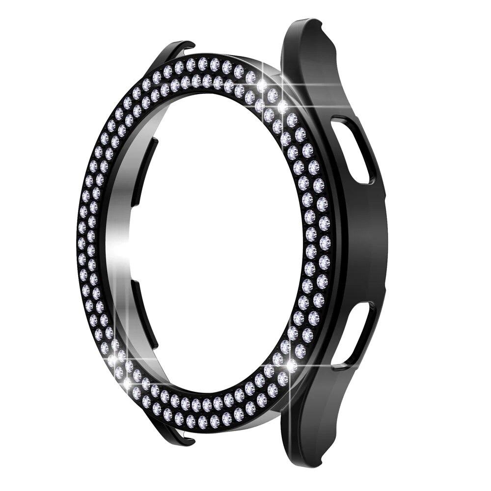 Fashion Two Row Diamond Protector Case for Samsung Galaxy Watch 6 5 4 40mm 44mm Cover Active 2 Women PC Bumper Lightweight Frame