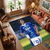 Tappeto Antiscivolo Logo Onda d'Acqua Pennellata Blu Bianca Como 1907 Football Club Tappeto Area Tappeto Lavabile Decorazione Soggiorno Camera da Letto Tappeto per Tifosi Sportivi