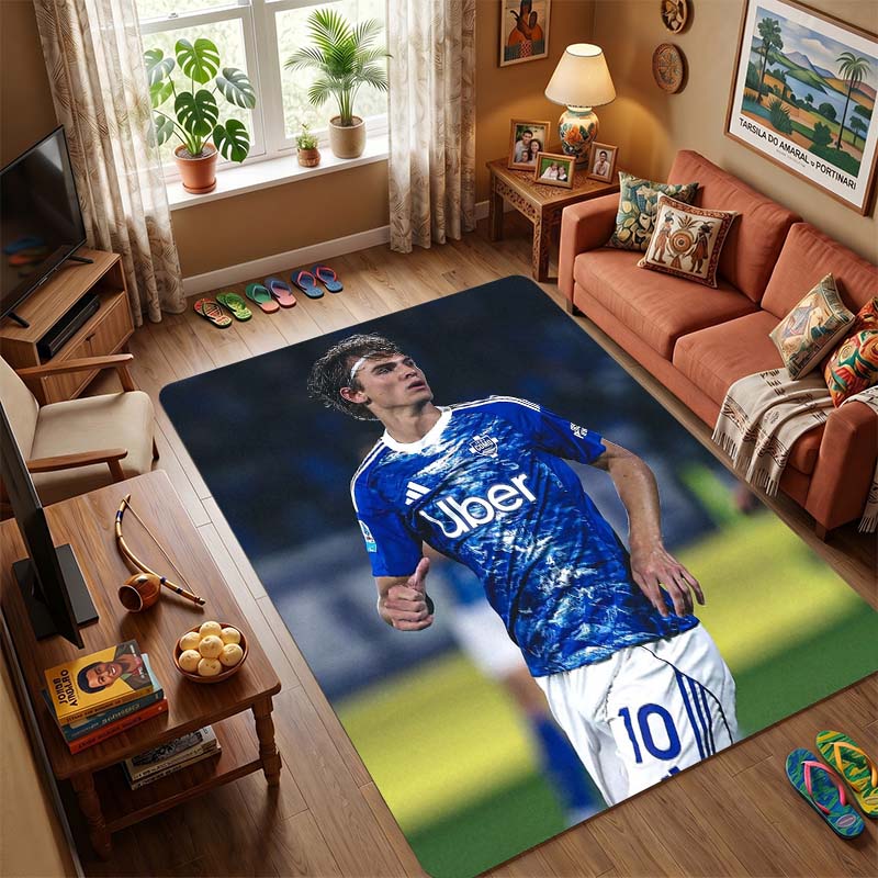 Tappeto Antiscivolo Logo Onda d'Acqua Pennellata Blu Bianca Como 1907 Football Club Tappeto Area Tappeto Lavabile Decorazione Soggiorno Camera da Letto Tappeto per Tifosi Sportivi