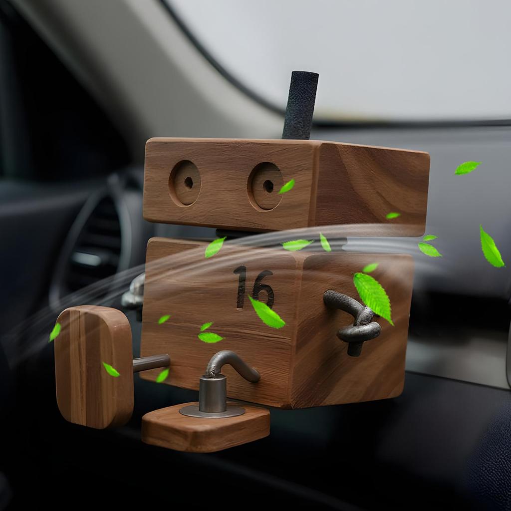 Wooden Shaking Man Dashboard Center Console Decoration Playful Auto Motion-Activated Funny Wood Air Freshener For Bedroom Decor