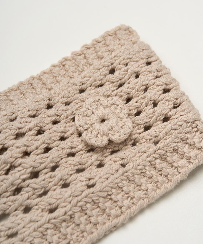 TOFFEE WOMEN W Crochet Knit Hair Band (Beige)