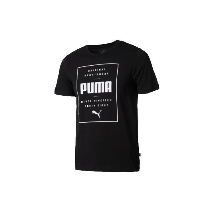 PUMA Casual Sports Alphabet Printing Round Neck Breathable Short Sleeve Black Men s 844612-01 M