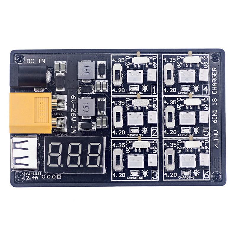

PDTO 6in1 1S LiPo зарядное устройство, зарядная плата, радиоуправляемый аксессуар с интерфейсом USB