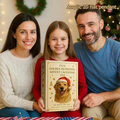 Christmas Advent Calendar Retriever Dog Design 2025 24-Day Countdown Christmas Tree Pendant Festive Ornaments