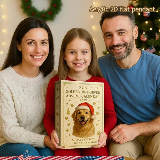 Christmas Advent Calendar Retriever Dog Design 2025 24-Day Countdown Christmas Tree Pendant Festive Ornaments