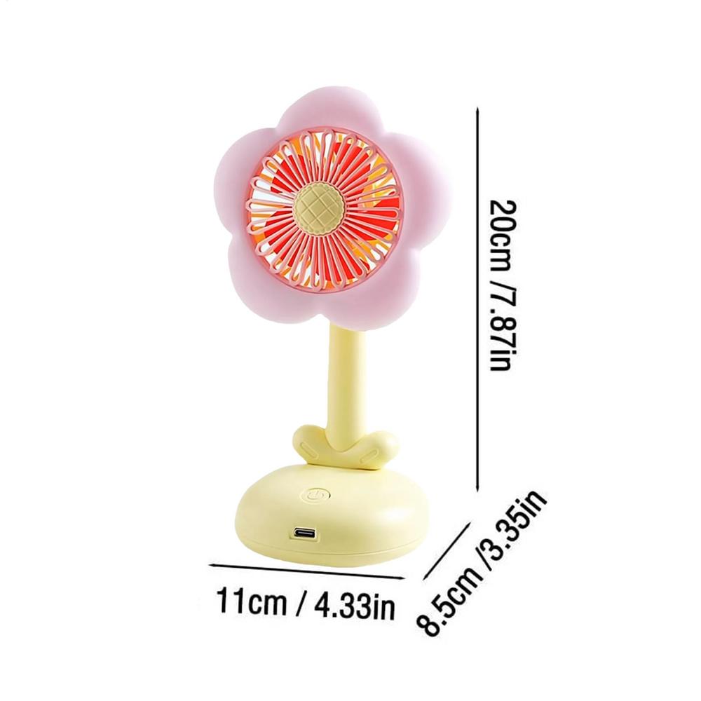 Desk Fans Small Quiet Flower Small Fans For Bedroom Cooling Air Circulator With Night Light & 2-Speed For Girls Women Travel