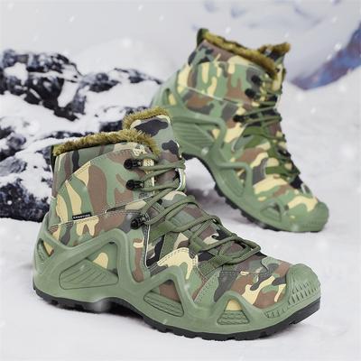 Fashion Hunting Tactical Boots Men's Autumn and Winter Lace Up Hiking Shoes Winter Warm and Waterproof Boots Outdoor Camouflage Workwear