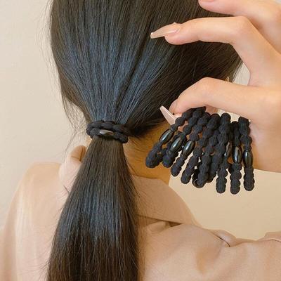 Einfaches Haargummi elastisches Band Schüler schwarz 10er-Set