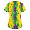 Women's Fashion V-neck Short Sleeve Workwear With Pockets Printed Tops