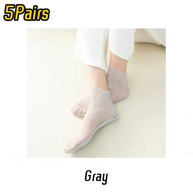 20 Paare Lolita Spitze Unsichtbare Damen Socken Sommer Dünne Sektion Hohl Mesh Spitze Blume Baumwollsohle Bequeme Atmungsaktive Socke