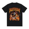 Autism Funny Skeleton Meme Tshirts Men Women Clothing Vintage Summer Short Sleeves Tshirt 100 Cotton Casual Oversized T Shirt