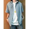 Retro Hong Kong Style Plaid Short Sleeve Shirt